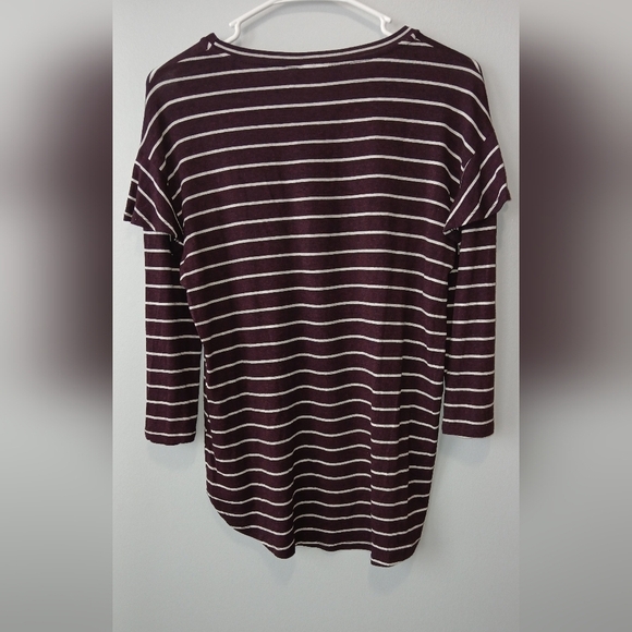 Dolan women's Large purple striped top peplum sleeves - Picture 2 of 6